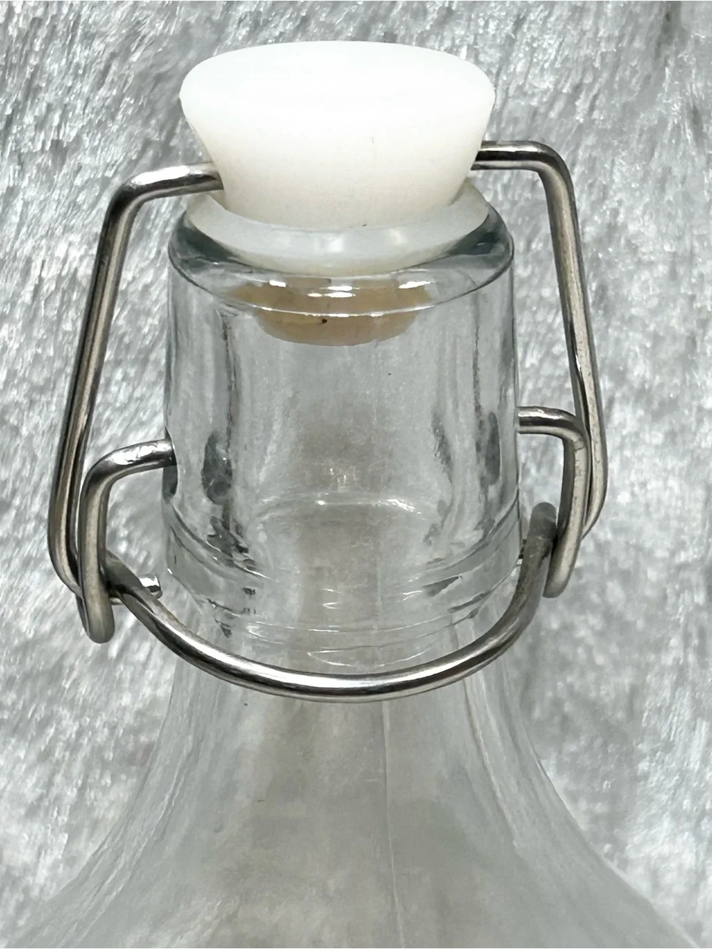 Set of 3 Clear Glass Decorative Swing-Top Bottles W/Wire Bail Closure Lids